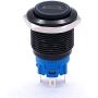 Taiss 12V 19mm Blue Light Illuminated Sign Car LED light bar Push Button Switch 1NO 1NC 3/4'' Mounting Hole Raised Latching Black Metal Toggle Switch BK-L19-CD-BU