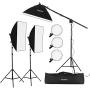 Andoer Photography Studio Softbox Lighting Kit Including 3pcs 45W Bi-Color 5500K Dimmable LED Lights 20 X 28inch Softbox 2m Light Stands Carry Bag for Photo Video Shoot