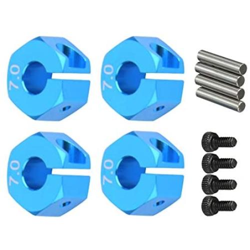 Yosoo Health Gear 4Pcs Blue 12mm Hex Adapter RC Metal Wheel Hex Hub Adapter RC Car Hex Adapter with Pins and Screws for RC Spare Upgrade Parts