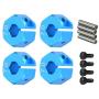 Yosoo Health Gear 4Pcs Blue 12mm Hex Adapter RC Metal Wheel Hex Hub Adapter RC Car Hex Adapter with Pins and Screws for RC Spare Upgrade Parts