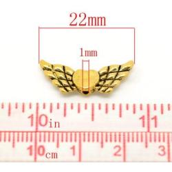 YC 50pcs Antique Gold Heart with Wing Spacer Beads 22x9mm Loose Metal Beads Craft DIY Jewelry Making Findings Charms Pendants