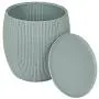 Keter Urban Knit Pouf Ottoman Set of 2 with Storage Table for Patio and Room Décor-Perfect for Balcony, Deck, and Outdoor Seating, Dune/Misty Blue