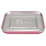LunchBots Large Trio Stainless Steel Lunch Container -Three Section Design for Sandwich and Two Sides - Metal Bento Lunch Box for Kids or Adults - Eco-Friendly - Stainless Lid - Pink Dots