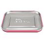 LunchBots Large Trio Stainless Steel Lunch Container -Three Section Design for Sandwich and Two Sides - Metal Bento Lunch Box for Kids or Adults - Eco-Friendly - Stainless Lid - Pink Dots