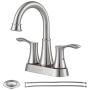 PARLOS Swivel Spout 2-Handle Lavatory Faucet Brushed Nickel Bathroom Sink Faucet with Metal Pop-up Drain and Faucet Supply Lines, Demeter 13627