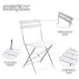 OC Orange-Casual 3-Piece Outdoor Furniture Set, Premium Steel Patio Stripe Small Bistro Set, Folding Dining Table and Chairs for Porch Balcony, White