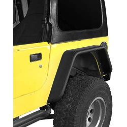 Hooke Road Wrangler TJ 4.3'' Wide Rear Steel Fender Flares Tubular Flat Wheel Cover Guards Compatible with Jeep Wrangler TJ 1997 1998 1999 2000 2001 2002 2003 2004 2005 2006 (2 PCS Rear)