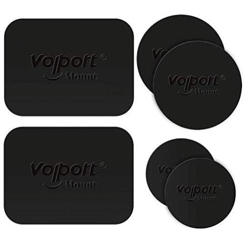 VOLPORT Mount Metal Plate, 6 Pack Metallic Plates with Adhesive Replacement for Car Magnetic Phone Mount Cradle-Less Holder Magnet Mount Phone Case Disc Sticker -2 Rectangle & 4 Round Black iPhone 12