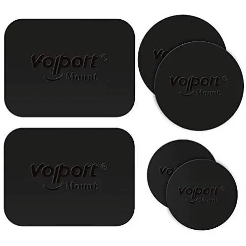 VOLPORT Mount Metal Plate, 6 Pack Metallic Plates with Adhesive Replacement for Car Magnetic Phone Mount Cradle-Less Holder Magnet Mount Phone Case Disc Sticker -2 Rectangle & 4 Round Black iPhone 12