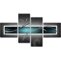 Wallfillers Teal White Grey Modern Abstract Canvas - Multi 4 Part - 62 Inches Wide - 4228