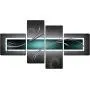 Wallfillers Teal White Grey Modern Abstract Canvas - Multi 4 Part - 62 Inches Wide - 4228
