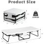 mecor Adjustable Folding Bed Ottoman, Rollaway Guest Bed with Adjustable Head Incline ( 0°-175°), Removable Mattress & Side Pocket - Heavy Duty Portable Metal Frame - Twin Size ( 78'' L x 31'' W )