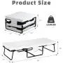 mecor Adjustable Folding Bed Ottoman, Rollaway Guest Bed with Adjustable Head Incline ( 0°-175°), Removable Mattress & Side Pocket - Heavy Duty Portable Metal Frame - Twin Size ( 78'' L x 31'' W )