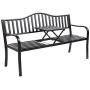 VINGLI 59'' Patio Garden Bench Table Outdoor Metal Park Benches,Cast Iron Steel Frame Chair Porch Path Yard Lawn Decor Deck