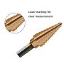 Step Drill Bit Kit, Zhushan 3Pcs Set High Speed Steel Titanium Step Drill Bit,Double Cutting Blades,Short Length Drill Bits for Sheet Metal Hole Drilling