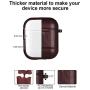 MOBEALO AirPods Leather Case 2 2019 Newes Protective Skin Cover Shockproof Accessories [Front LED Visible] with Stainless Steel Keychain Support Wireless Charging (Dark Brown)