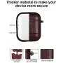 MOBEALO AirPods Leather Case 2 2019 Newes Protective Skin Cover Shockproof Accessories [Front LED Visible] with Stainless Steel Keychain Support Wireless Charging (Dark Brown)