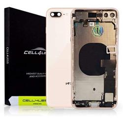 CELL4LESS Back Housing Assembly Metal MidFrame w/Major Components Pre-Installed Including Buttons for iPhone 8 Plus (Gold)