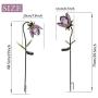 TERESAS COLLECTIONS 27-29.5 inch 2 Pack Metal Solar Flower Lights, Tulip Solar Garden Lights Flower Stake with Crackle Glass Ball Lights for Outdoor Patio Yard Decorations