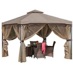 Great Deal Furniture Sonoma | Outdoor Fabric/Steel Gazebo Canopy | in Light Brown