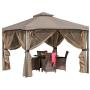Great Deal Furniture Sonoma | Outdoor Fabric/Steel Gazebo Canopy | in Light Brown