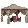 Great Deal Furniture Sonoma | Outdoor Fabric/Steel Gazebo Canopy | in Light Brown