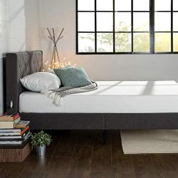 ZINUS Shalini Upholstered Platform Bed Frame / Mattress Foundation / Wood Slat Support / No Box Spring Needed / Easy Assembly, Dark Grey, Queen