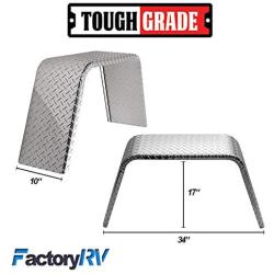 2-Pack ToughGrade Aluminum Diamond Plate Flat Top Trailer Fender 10'' X 34'' X 17''