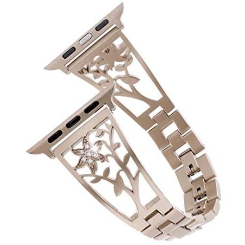 Compatible for Apple Watch Stainless Steel Band 38mm, 42mm Women Wristband Replacement for Apple Watch Series 5/4/3/2/1 Accessories Metal Bling Strap by YvY …