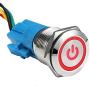 ESUPPORT Stainless Steel 19mm 12V 5A Power Symbol Angel Eye Halo Car Red LED Light Metal Push Button Toggle Switch Socket Plug Wire Waterproof