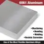 TCI Precision Metals Ground and Milled Plate, Machine-Ready Blanks, 2” x 4” x 6” 6061-T651, Aluminum Sheet