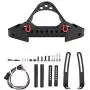 Zouminy RC Car Metal Front Bumper with 2 LED Lights for Traxxas T RX-4 1/10 Scale Crawler (Black)