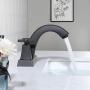 NEWATER 2-Handle 4 Inch Centerset Brass Bathroom Sink Faucet with Metal Pop-up Drain Assembly & Faucet Supply Lines，Deck Mounted Vanity Faucets Rv Commercial Lavatory Faucet，Matte Black