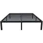 14”Queen Heavy Duty Metal Bed Frame,Premium Strengthen Bed Mattress Foundation,Noise Free&Anti-Slip Sturdy Steel Bed Platform, No Box Spring Needed,3800 lbs Limited and Max Body Weight up to 1200 lbs