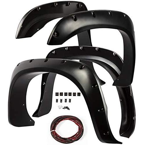 OxGord Fender Flares Compatible with 02-08 Dodge Ram 1500 2500 3500 - Bolt On Pocket Rivet Style - Pick-up Truck Accessories Trim Guards Re-Paintable Parts w/Hardware Kit (Pack of 4)