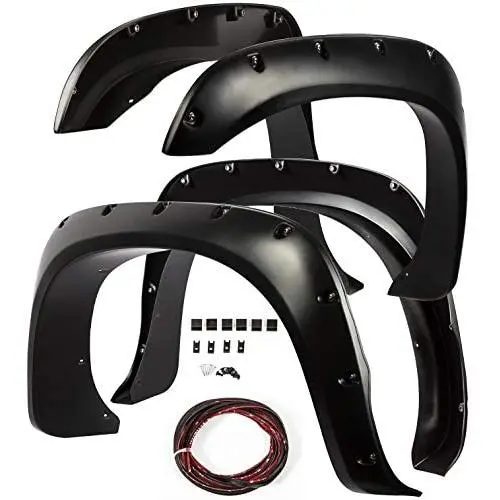 OxGord Fender Flares Compatible with 02-08 Dodge Ram 1500 2500 3500 - Bolt On Pocket Rivet Style - Pick-up Truck Accessories Trim Guards Re-Paintable Parts w/Hardware Kit (Pack of 4)