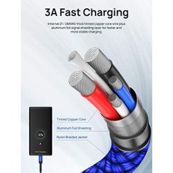 USB Type C Cable 3A Fast Charging [2-Pack 3.3ft], JSAUX USB-A to USB-C Charge Braided Cord Compatible with Samsung Galaxy S10 S9 S8 S20 Plus A51 A11,Note 10 9 8, PS5 Controller, USB C Charger(Blue)