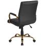 Flash Furniture Mid-Back Black LeatherSoft Executive Swivel Office Chair with Gold Frame and Arms