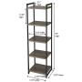Household Essentials 5 Tier Storage Tower Metal, Grey Shelf – Black Frame, Ashwood