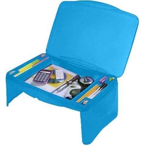 Folding Lap Desk, Laptop Desk, Breakfast Table, Bed Table, Serving Tray - The lapdesk Contains Extra Storage Space and dividers, & Folds Very Easy,Great for Kids, Adults, Boys, Girls, Blue