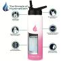 Hydro Cell Stainless Steel Water Bottle w/ Straw & Wide Mouth Lids (40oz 32oz 24oz 18oz) - Keeps Liquids Hot or Cold with Double Wall Vacuum Insulated Sweat Proof Sport Design (White/Pink 24 oz)