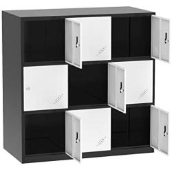 Bonnlo Metal Locker Storage Cabinet Office Lockers for Employees Kids Break Room Dormitory Steel Organizer with 9 Doors & Keys