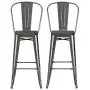 DHP Luxor 30'' Wood Seat, Set of 2 Bar Stool, Antique Gun Metal DHP Luxor 30'' Wood Seat, Set of 2 Bar Stool, Antique Gun Metal