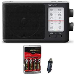 Sony ICF506 Analog Tuning Portable FM/AM Radio w Rechargeable NiMH 4 AA Batteries with Charger