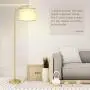 Rottogoon Floor Lamp for Living Room, LED Standing Lamp with 2 Lamp Shades Tall Industrial Floor Lamp Reading for Bedroom, Office, Study Room (9W LED Bulb, Beige & White Shades Included) -Gold