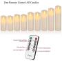 Vinkor Flameless Candles Led Candles Set of 9(H 4'' 5'' 6'' 7'' 8'' 9'' xD 2.2'') Ivory Real Wax Battery Operated Candles with Moving LED Flame & 10-Key Remote Control 2/4/6/8 Hours Timer