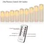 Vinkor Flameless Candles Led Candles Set of 9(H 4'' 5'' 6'' 7'' 8'' 9'' xD 2.2'') Ivory Real Wax Battery Operated Candles with Moving LED Flame & 10-Key Remote Control 2/4/6/8 Hours Timer