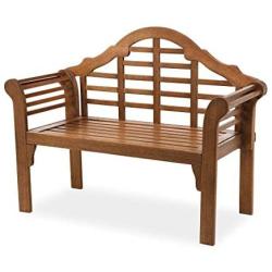 Plow & Hearth 62A79-NT Lutyens Eucalyptus Wood Garden Bench, Natural