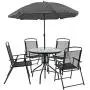 Flash Furniture Nantucket 6 Piece Black Patio Garden Set with Table, Umbrella and 4 Folding Chairs Flash Furniture Nantucket 6 Piece Black Patio Garden Set with Table, Umbrella and 4 Folding Chairs
