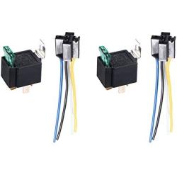 ESUPPORT 12V 30A Car Motor Heavy Duty Relay Socket Plug 4Pin Fuse Switch On/Off SPST Wire Harness Metal Pack of 2